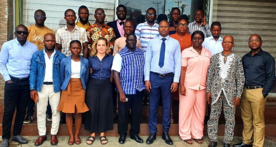 Technicins and Meteorologists at trainig session in Monrovia