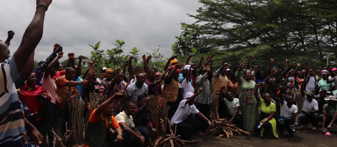 Representatives of farmers' organizations, CARI administration, and stakeholders in the cassava value chain participated in the farmers' field day, held at CARI on July 18, 2025.